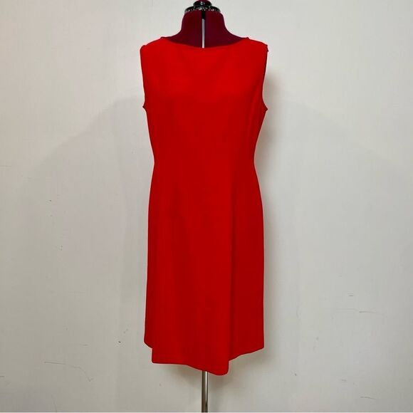 LAFAYETTE 148 Red Sheath Crew Neck Office Dress - Picture 4 of 11